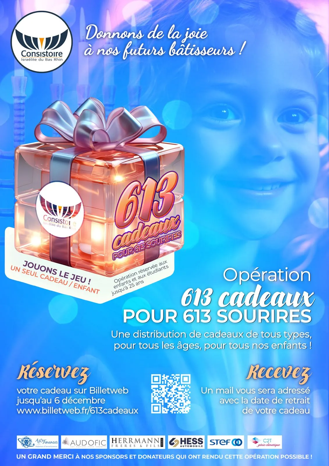 Affiche : HANOUCCA 5784 - 613 CADEAUX POUR 613 SOURIRES