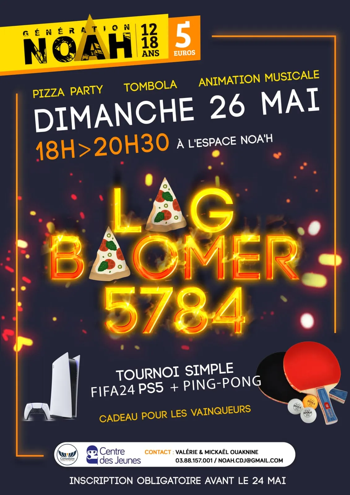Affiche : LAG BAOMER 5784 - SOIRÉE GÉNÉRATION NOAH