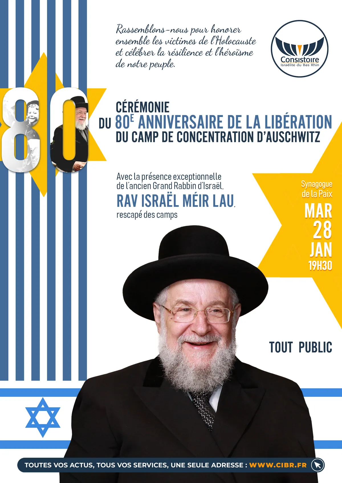 Affiche : CÉRÉMONIE DU 80E ANNIVERSAIRE DE LA LIBÉRATION D'AUSCHWITZ
